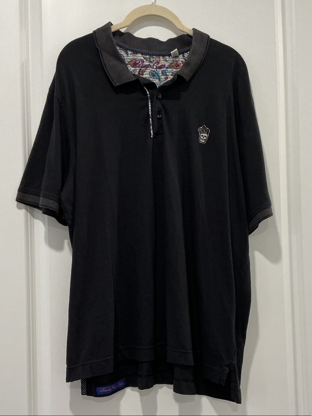 Robert Graham Black Polo with Skull Patch